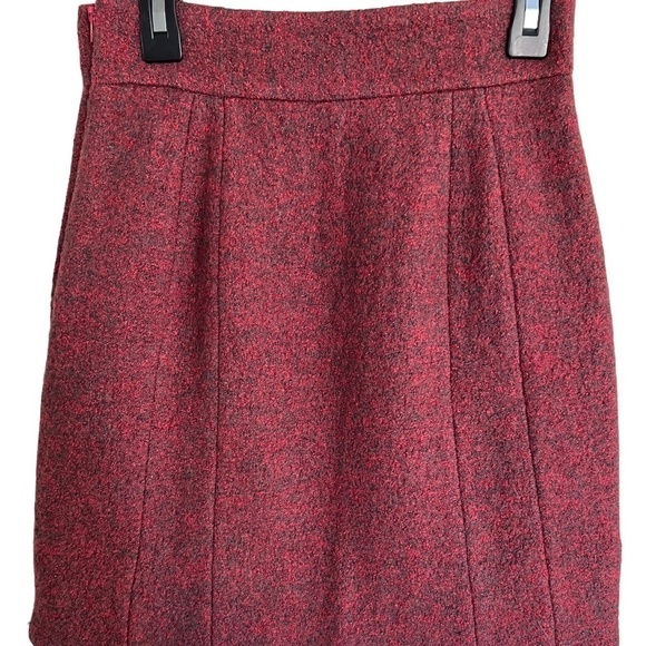 H&M | Wool Skirt | Red and Gray | Side Zipper and Front Slit - Picture 2 of 4